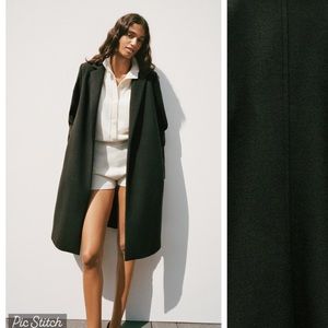 Zara Lapel Coat in Olive Green Size Large